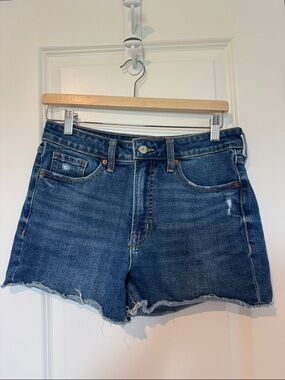 Washed Blue High Rise Denim Cutoff Shorts Summer Vacation